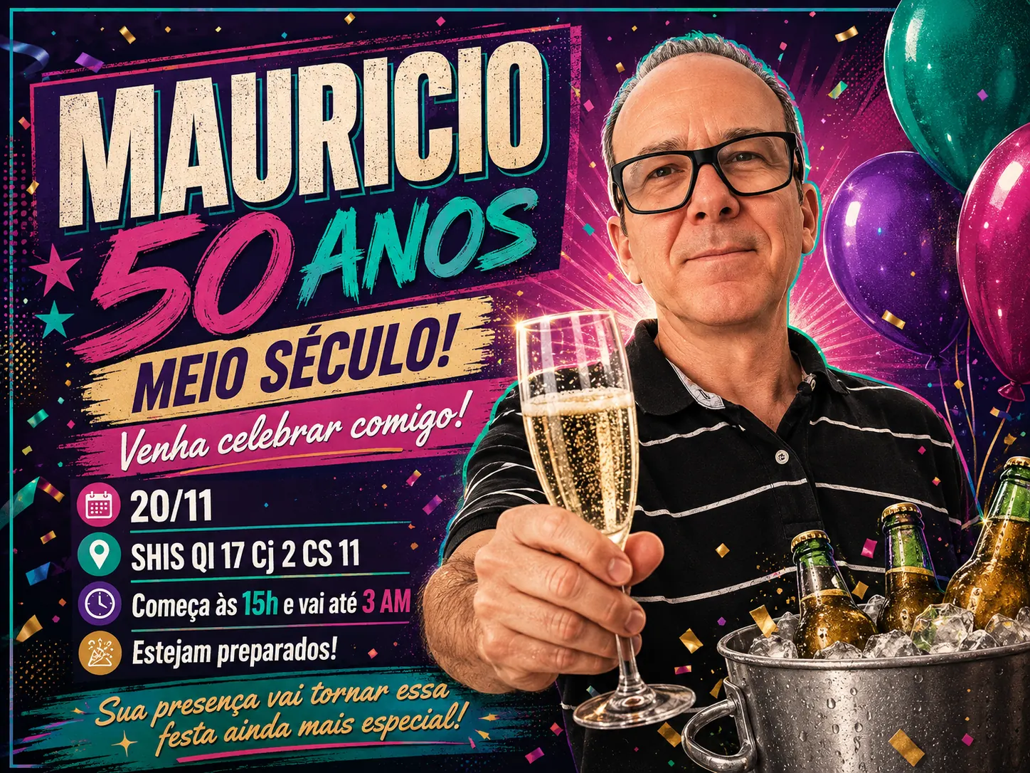 Convite dos 50 anos do Mauricio